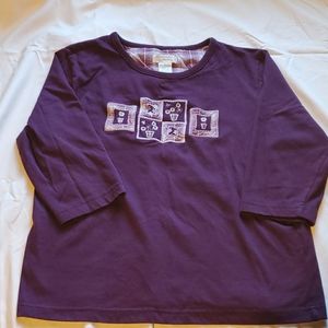 Purple 3/4 sleeve pullover shirt